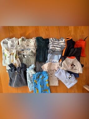 Mixed Baby/Toddler Pajama and Outfit Bundle - Blue, Gray, Green, Orange